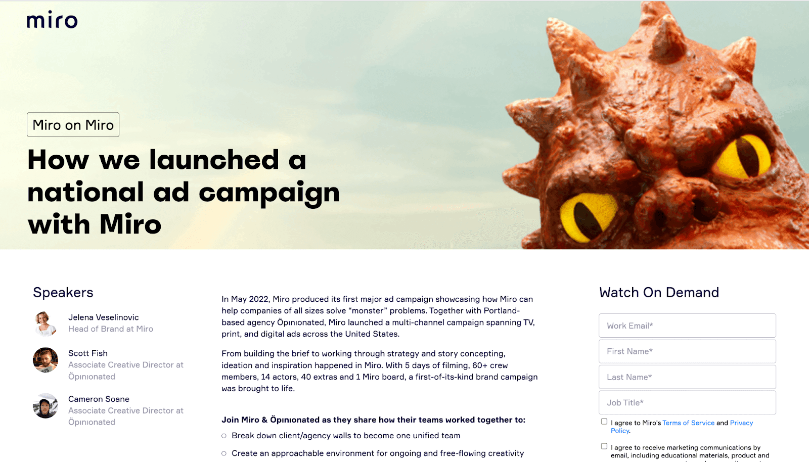 Miro ad campaign for webinars.