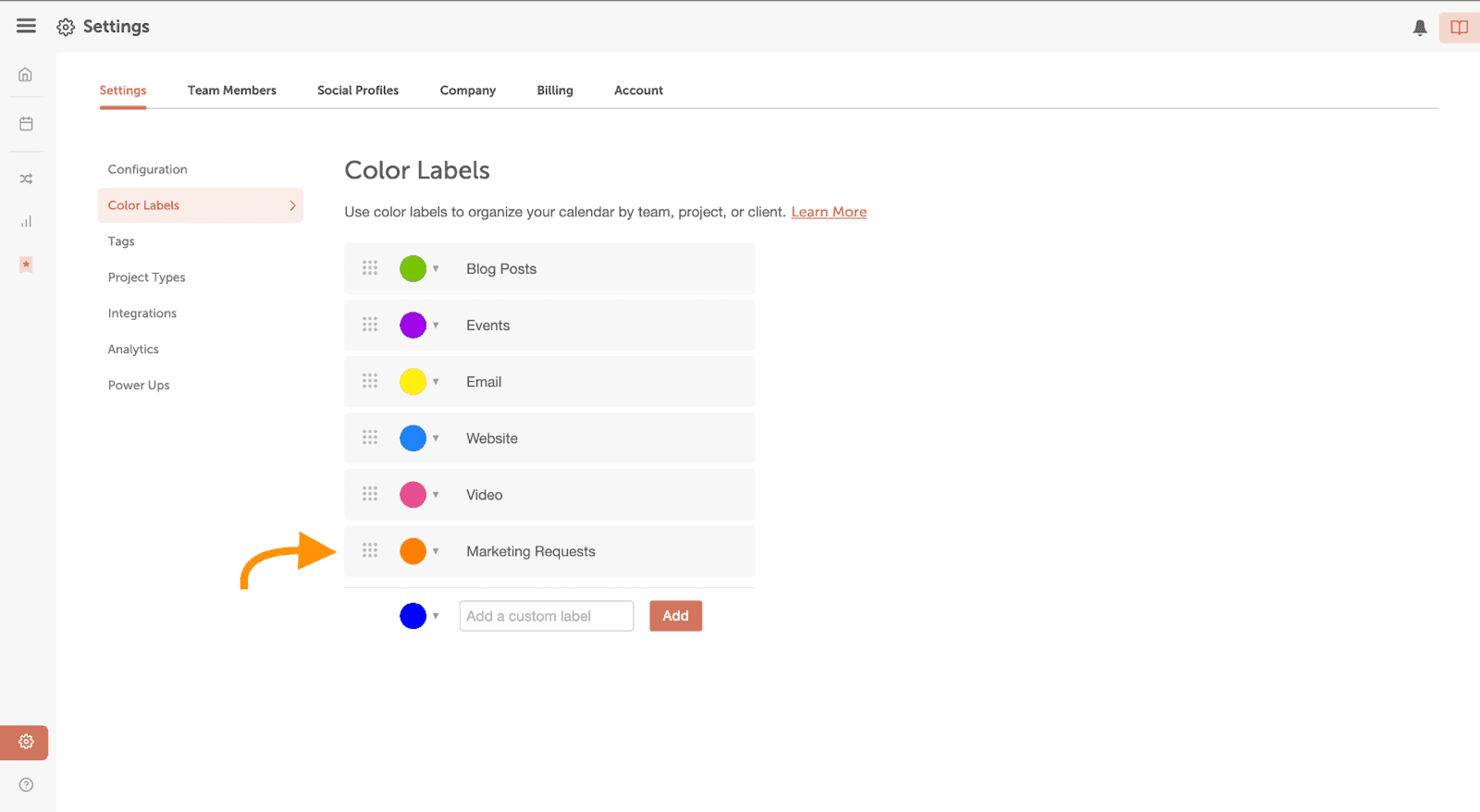 Use the color labels for new requests.