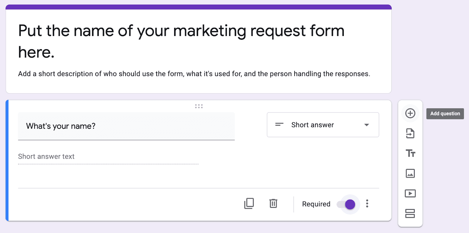 Name your marketing request.