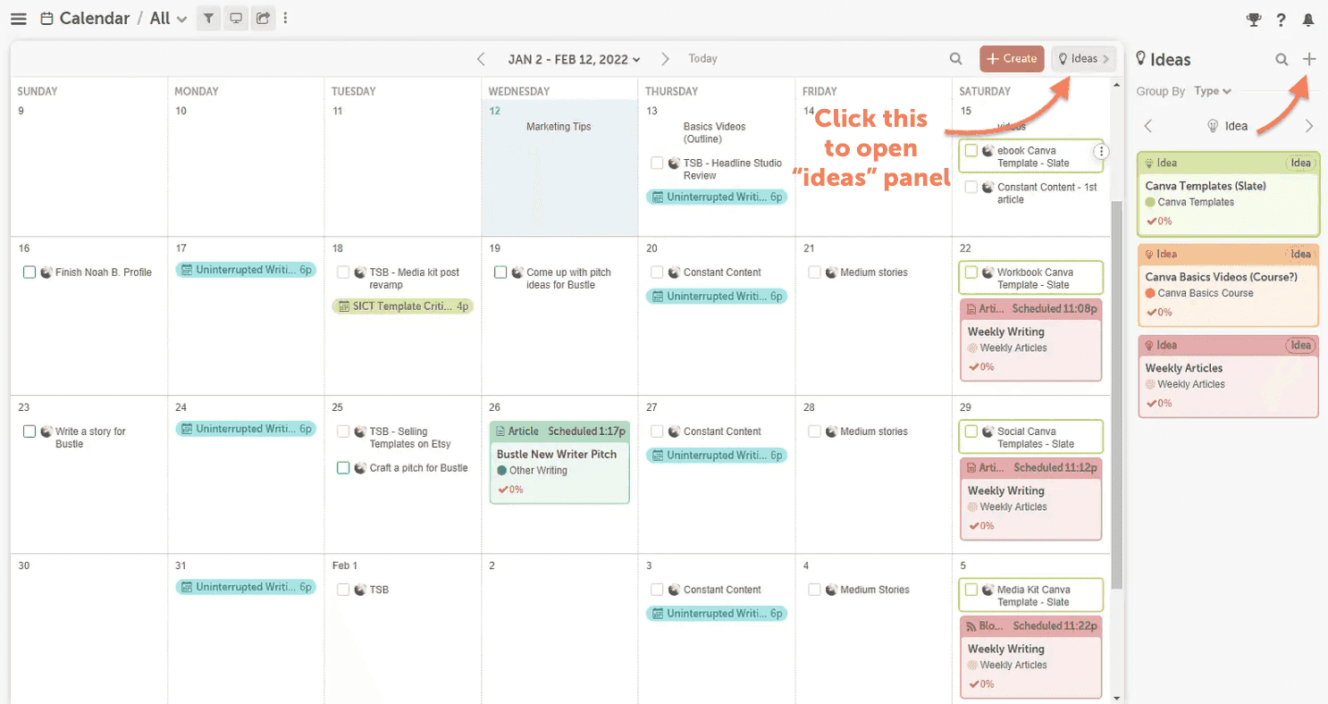 Side blogger calendar example.