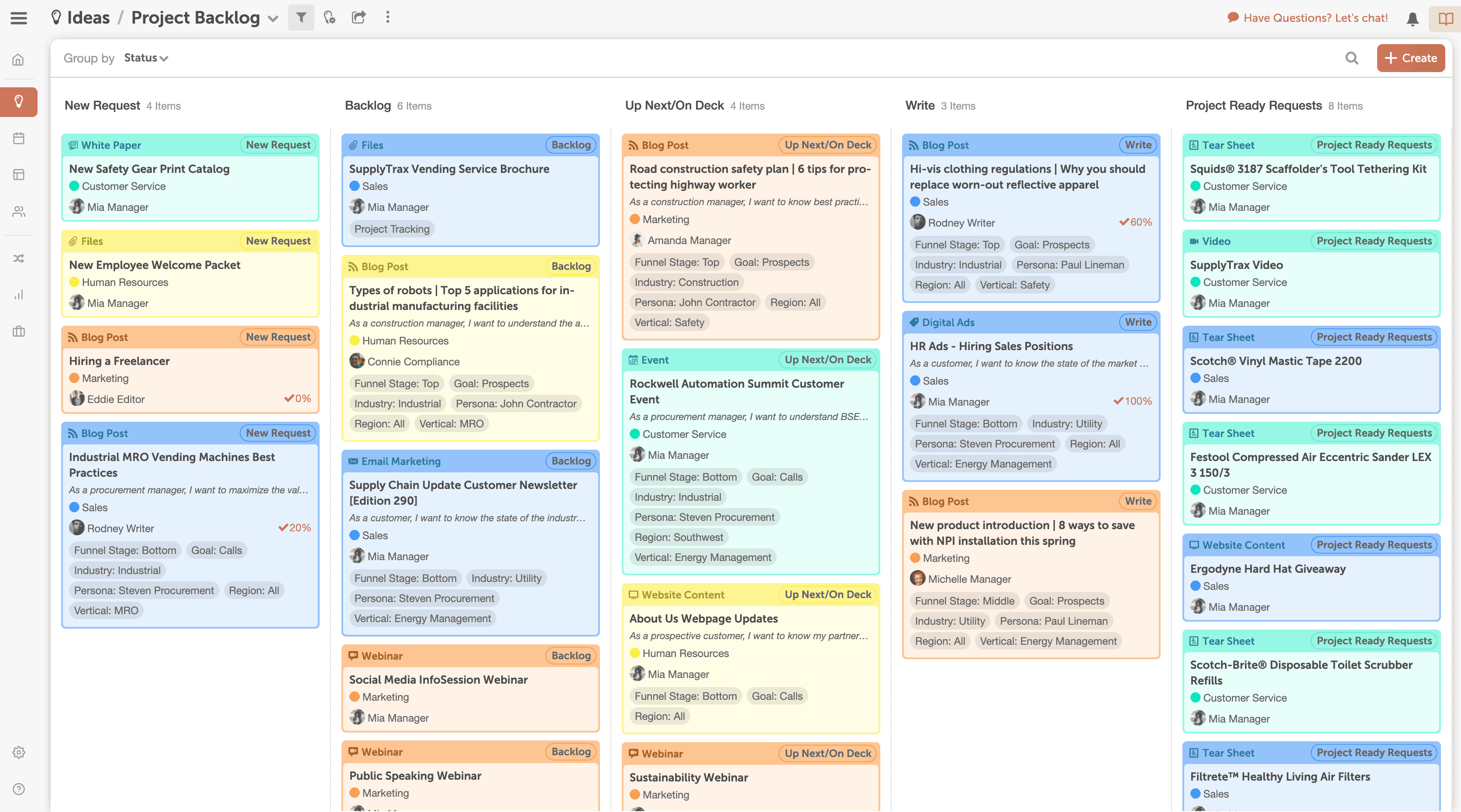 CoSchedule project backlog