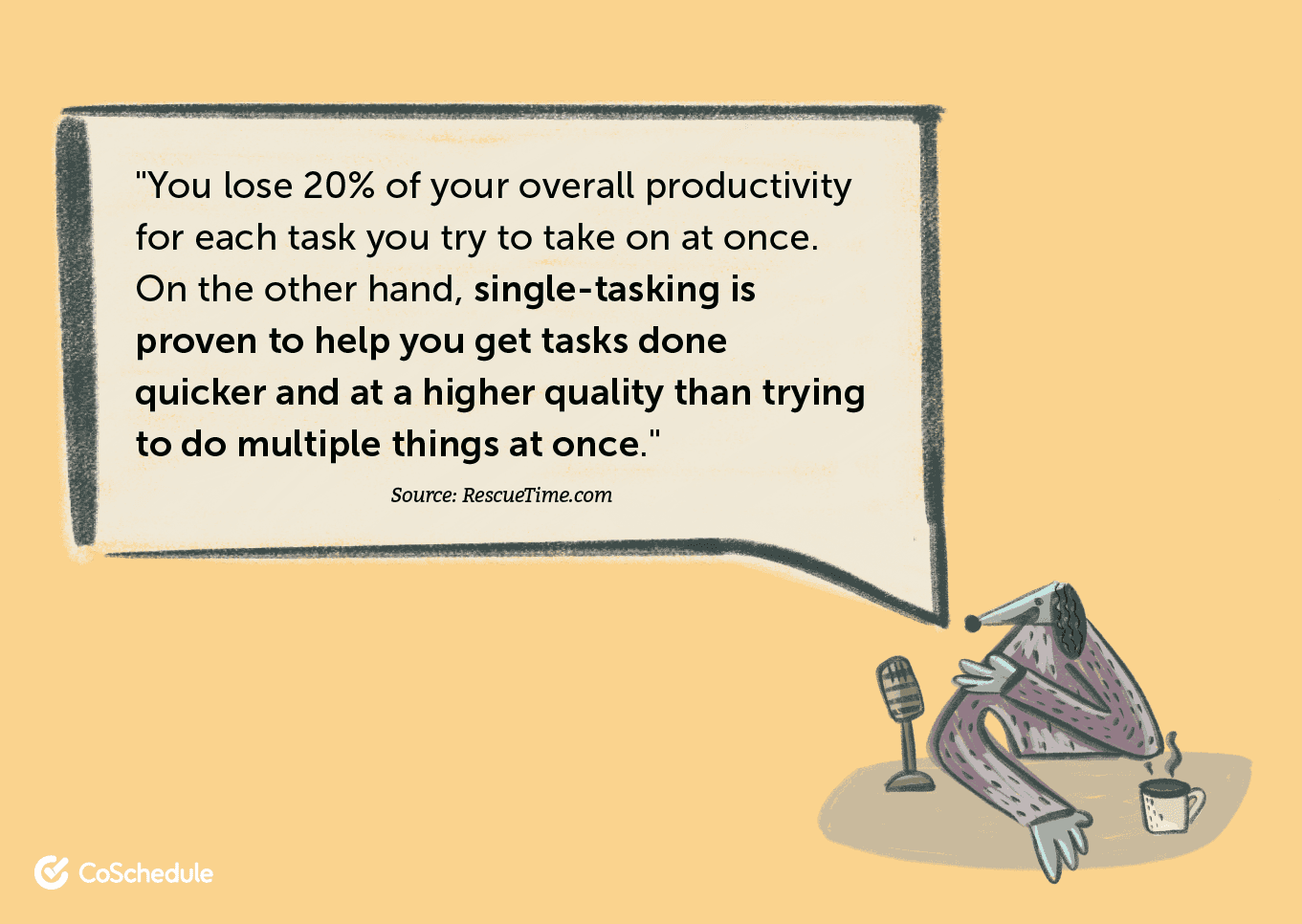 You lose 20% of your productivity for each task you try to take on at once