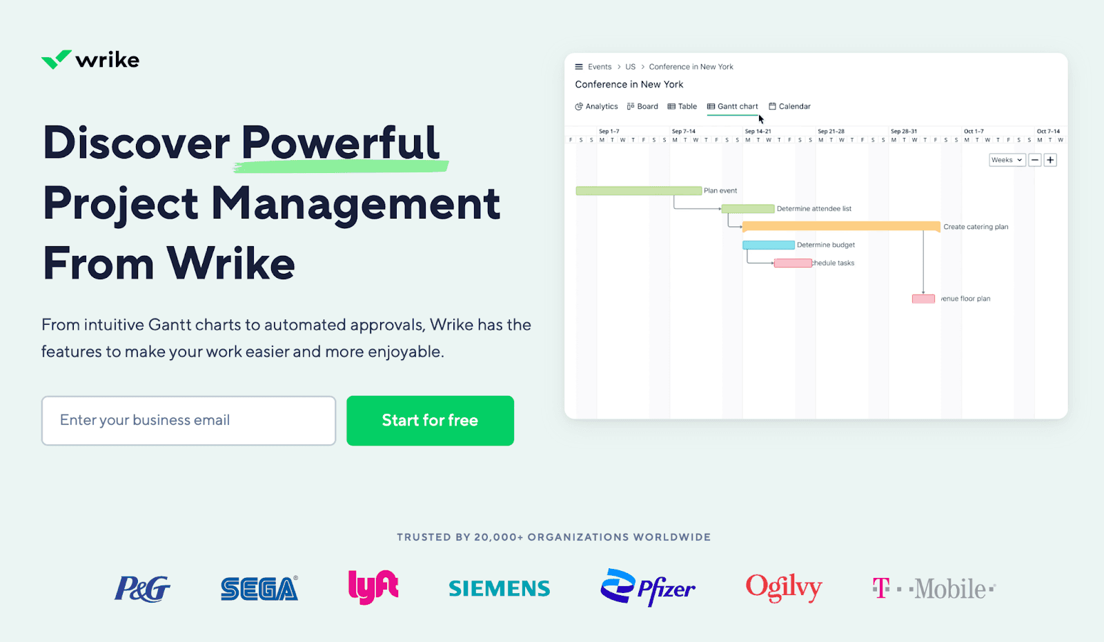Wrike website - discover powerful project management from Wrike