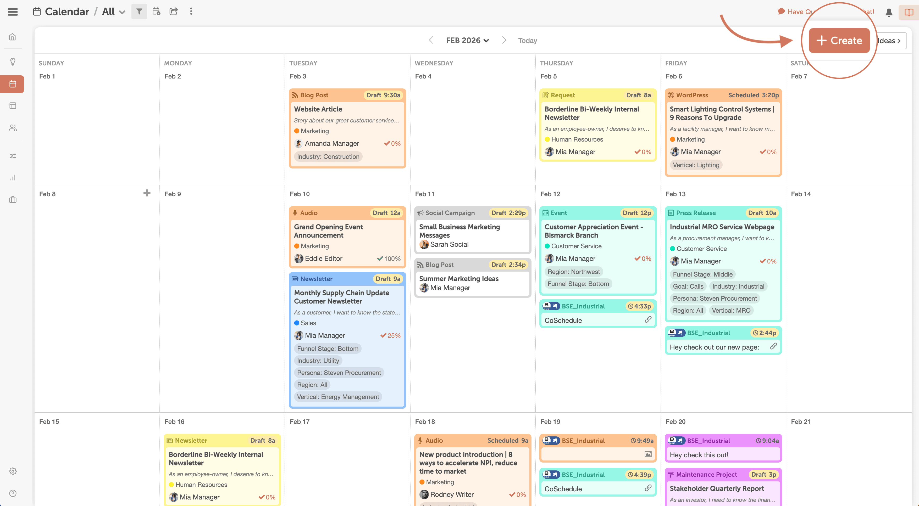 Add blog post project to CoSchedule Calendar.