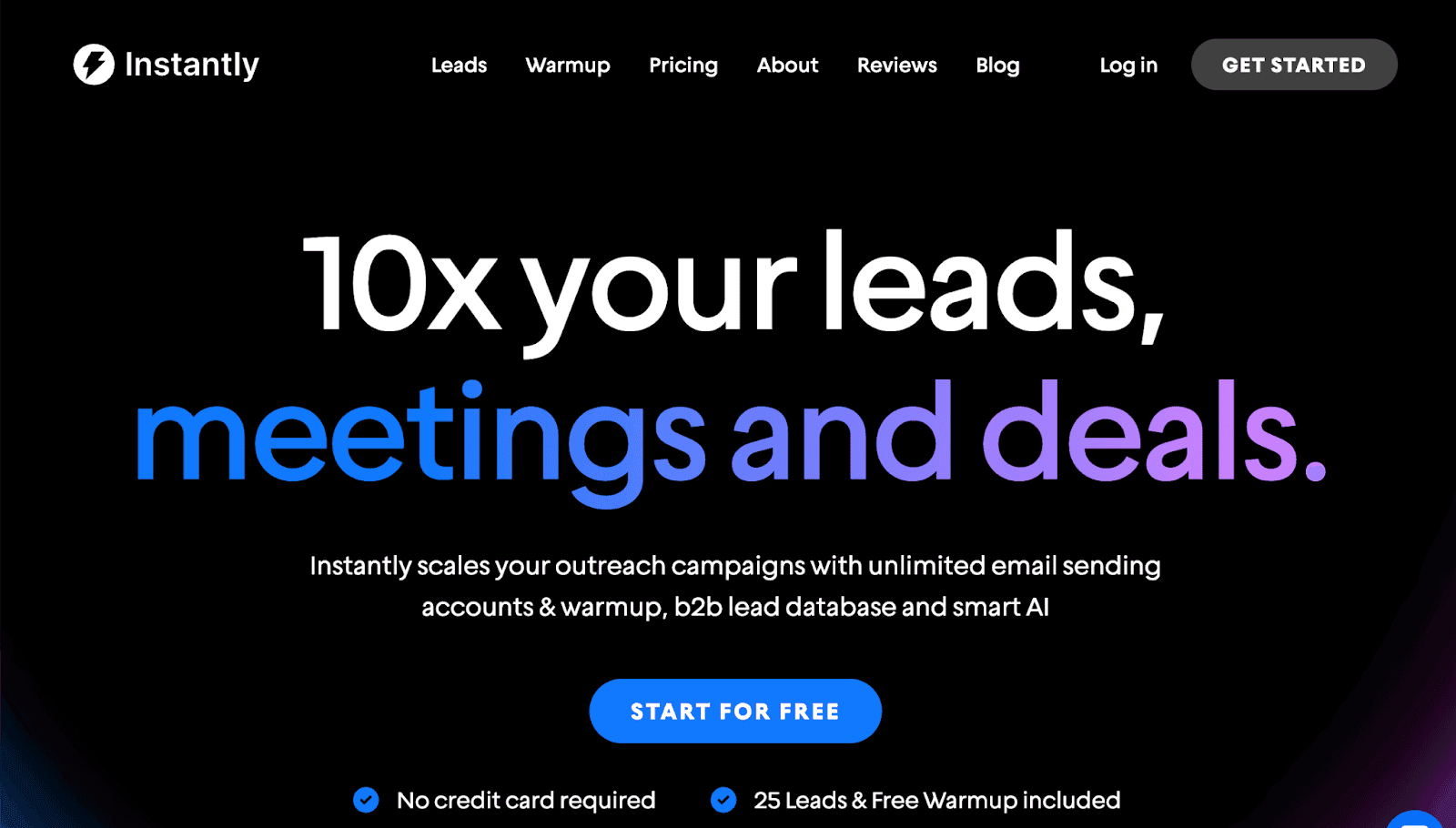 Instantly webpage - 10x your leads, meetings and deals