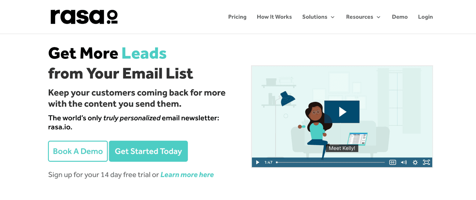 rasa.io webpage =- Get more leads from your email list