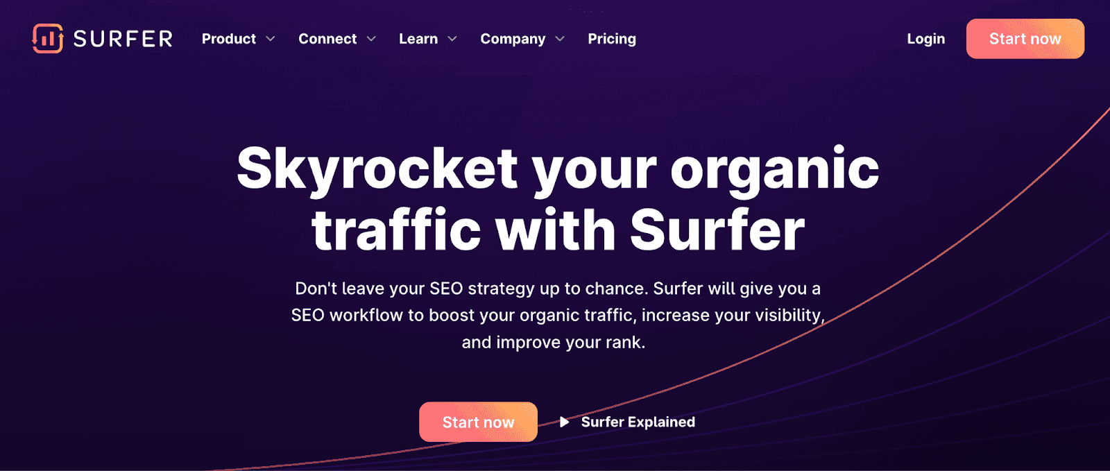 SEO Surfer homepage - Skyrocket your organic traffic with Surfer