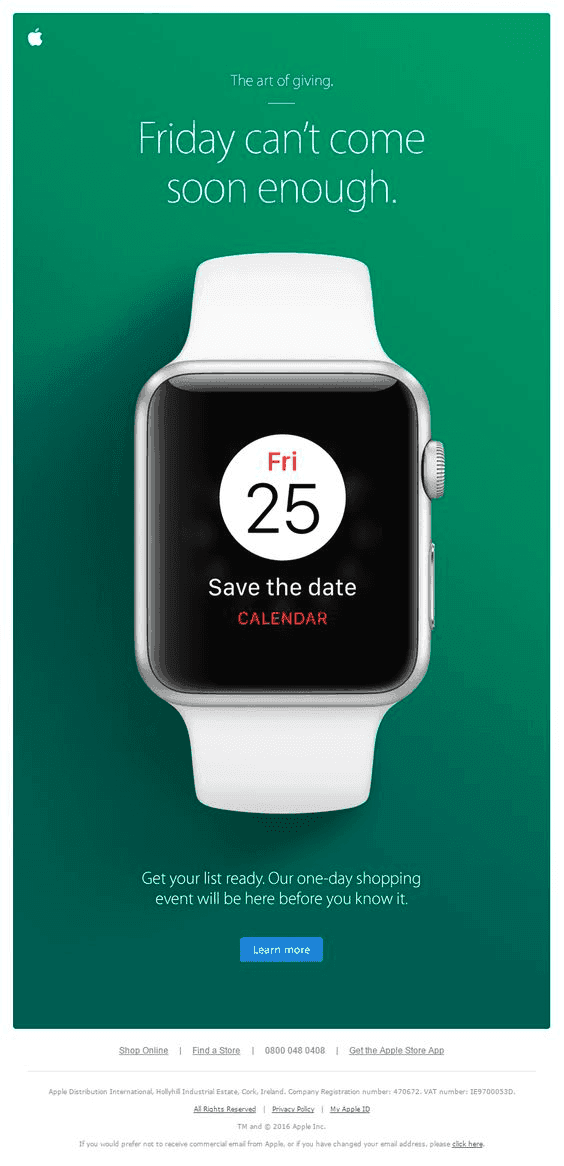 Pinterest post of Apple's Black Friday teaser showing an Apple watch