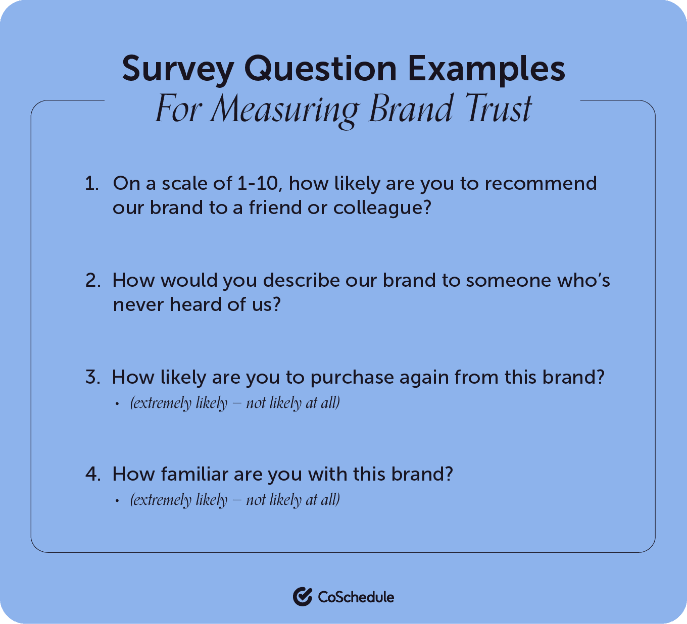 Measuring brand trust survey question examples