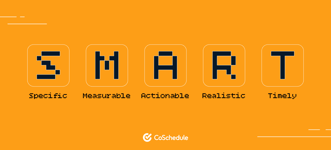 CoSchedule SMART goals - Specific, Measurable, Actionable, Realistic, Timely