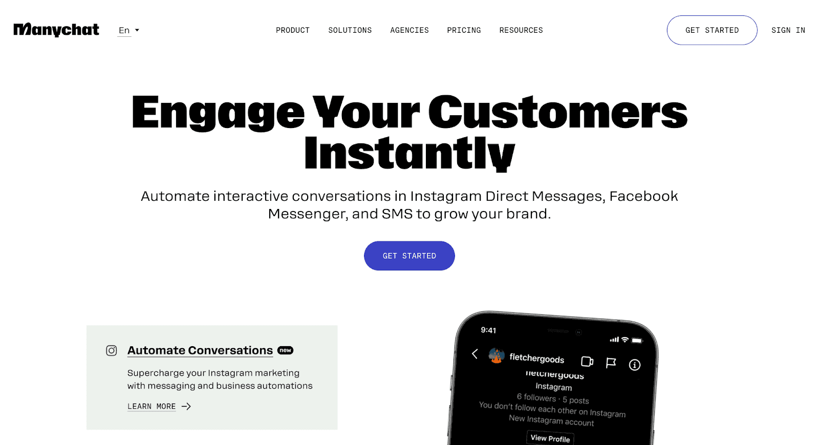 Manychat website - Engage your customers instantly