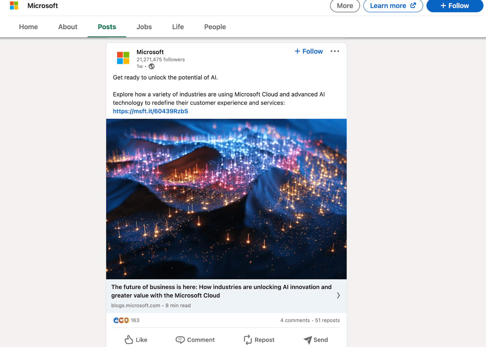Microsoft LinkedIn blog post