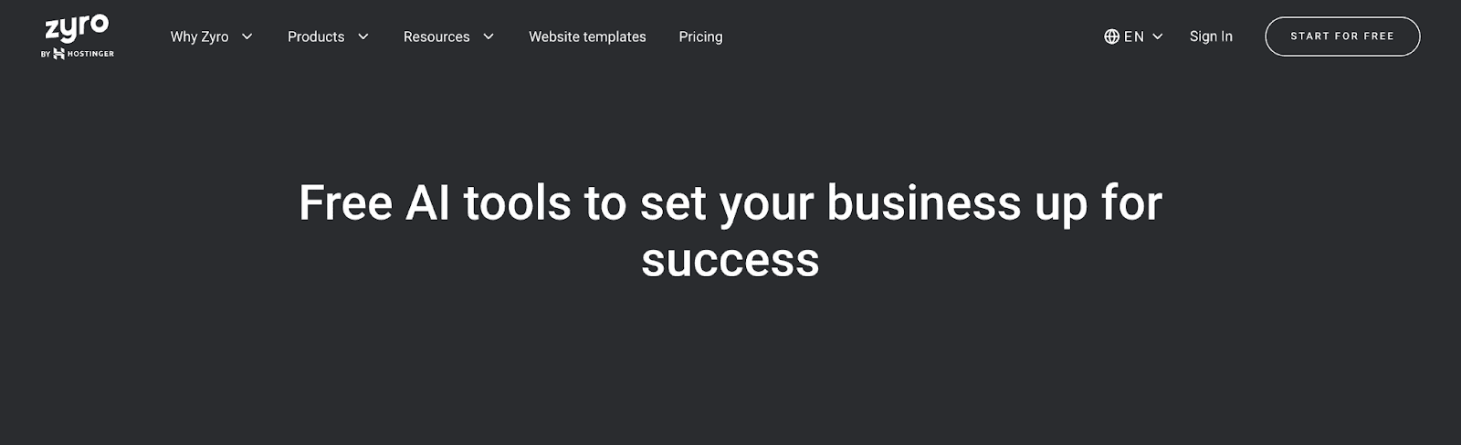 Zyro website - Free AI tools to set your business up for success