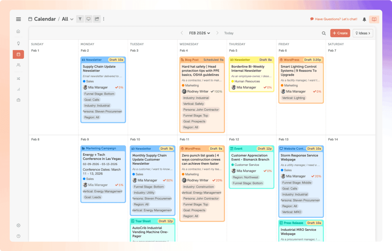 Sprout Social Alternative - Weekly view of CoSchedule's Marketing Suite