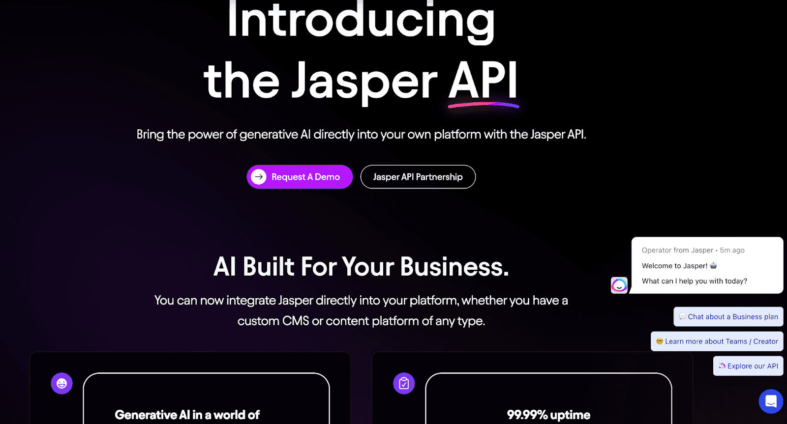Introducing the Jasper API - Bring the power of generative AI directly into your own platform with the Jasper API.