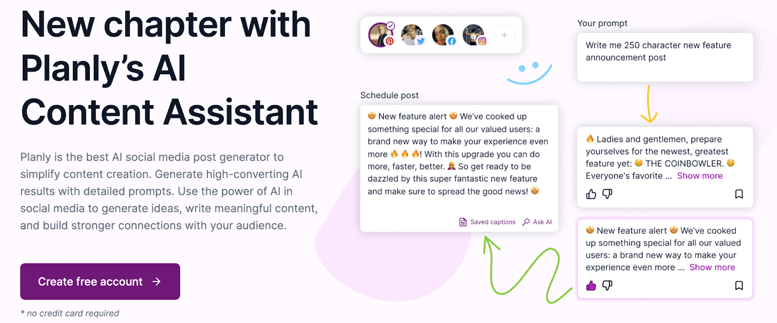 Planly website - New chapter with Planly's AI Content Assistant