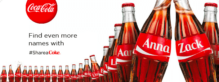 Coca Cola #ShareaCoke campaign - coca-cola bottles with names on it