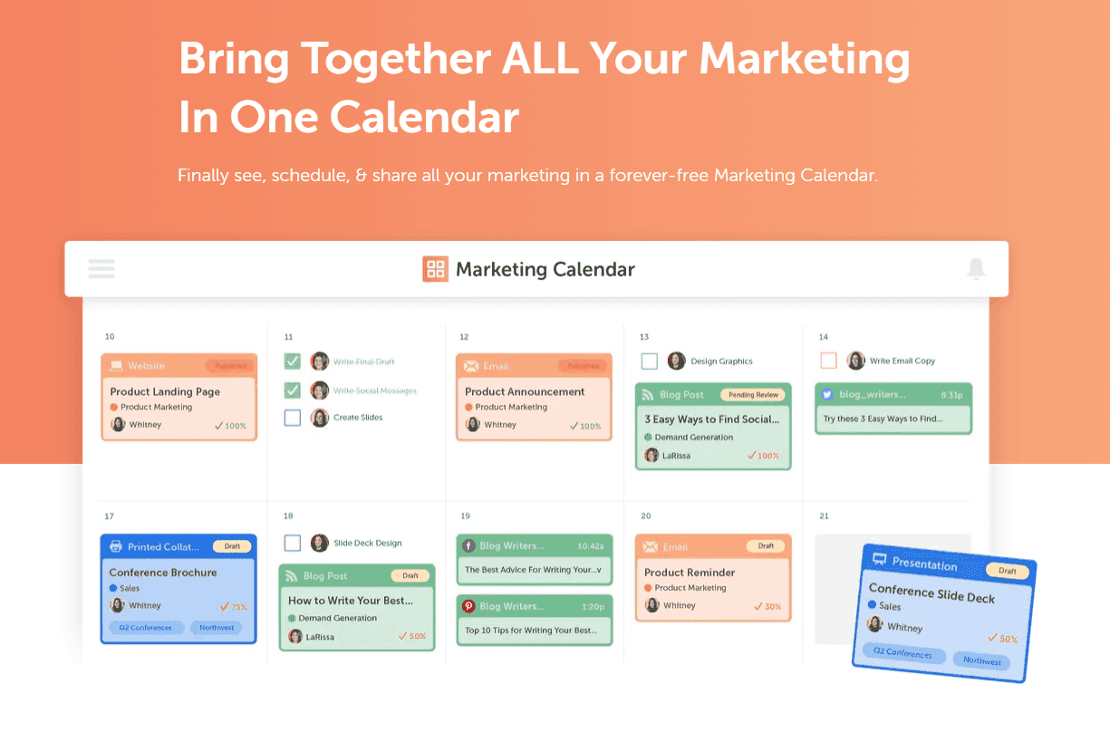 Bring together all your marketing in one calendar - CoSchedule Marketing Calendar