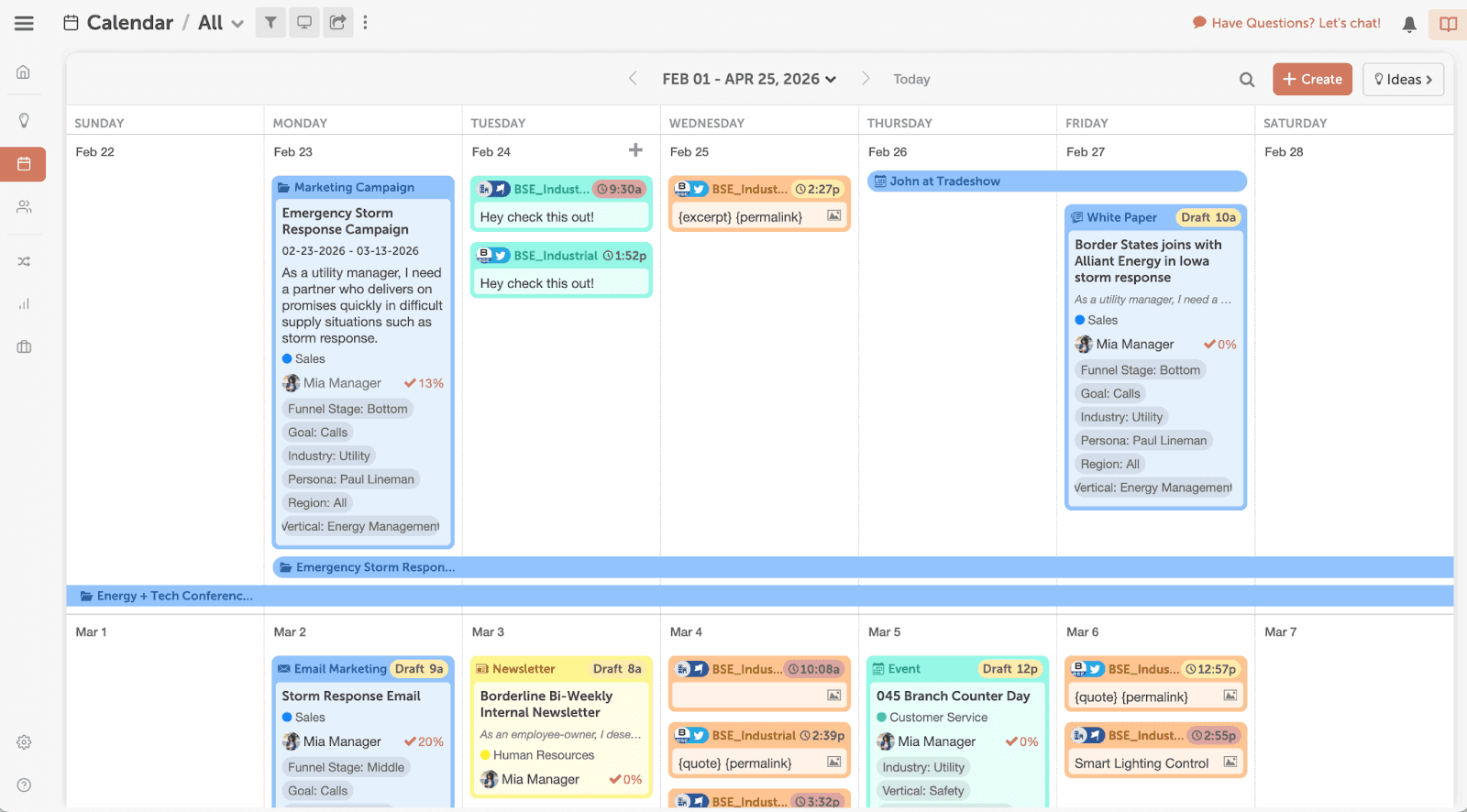 CoSchedule marketing suite calendar