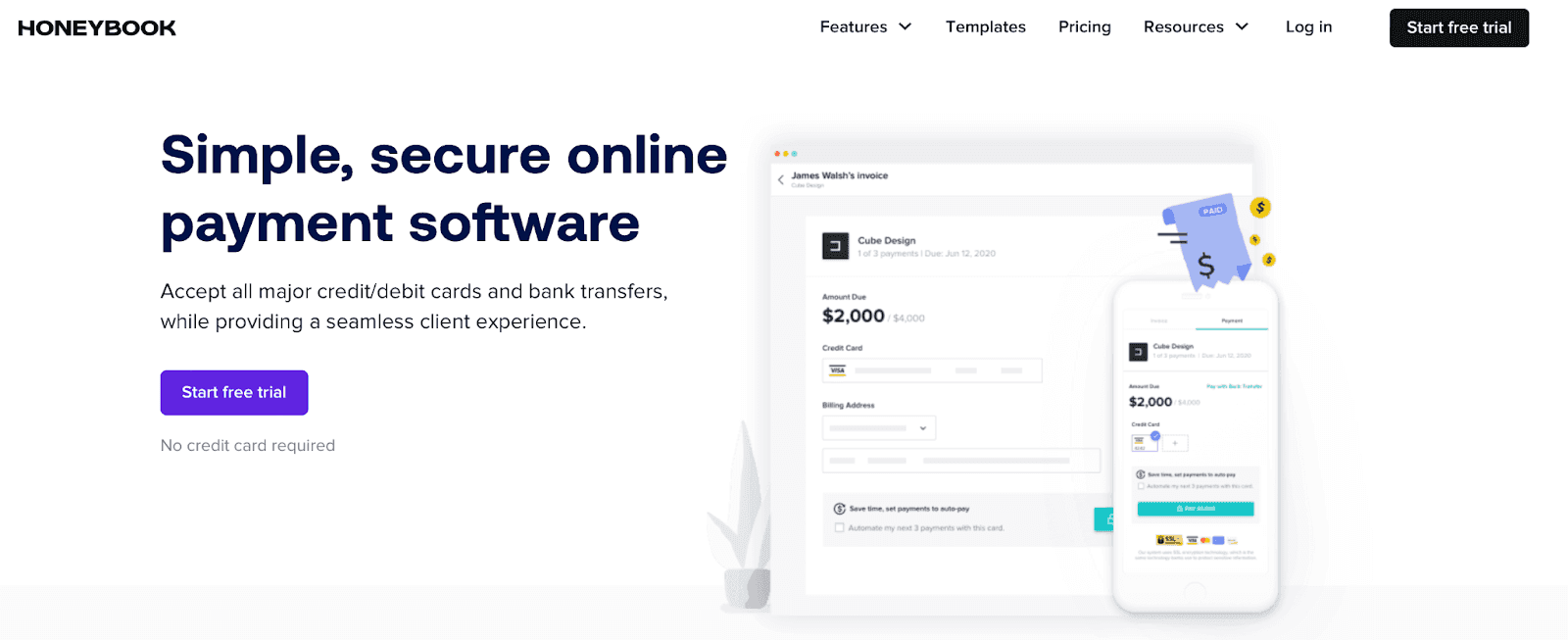 Honeybook - Simple, secure online payment software (Start free trial)