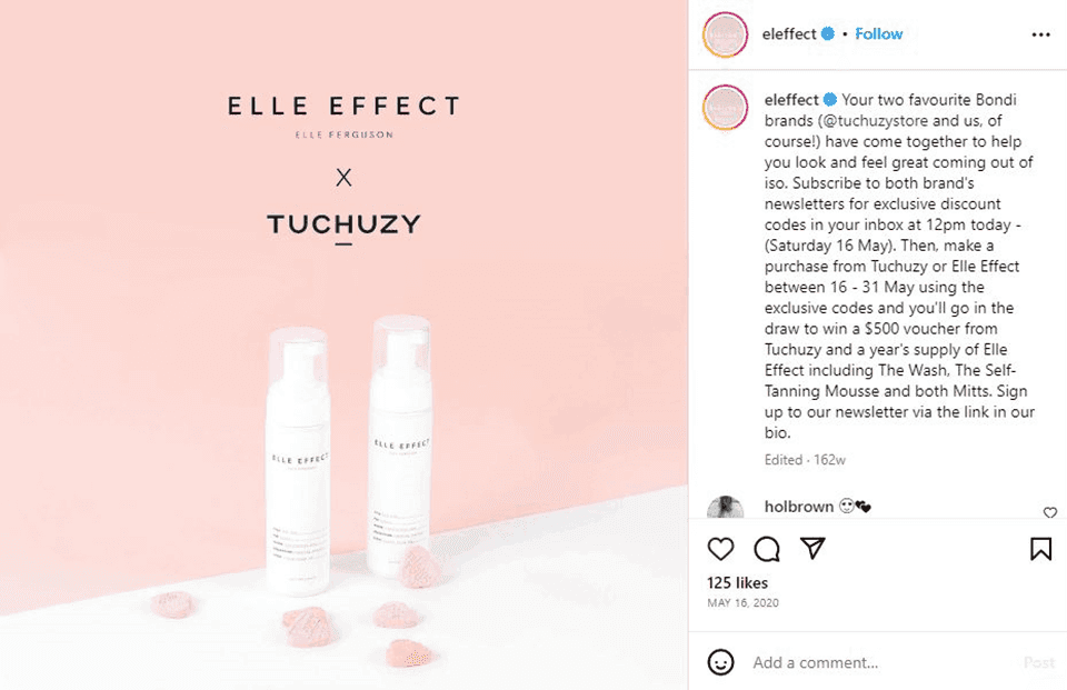 Instagram marketing collaboration post - Elle Effect x Tuchuzy