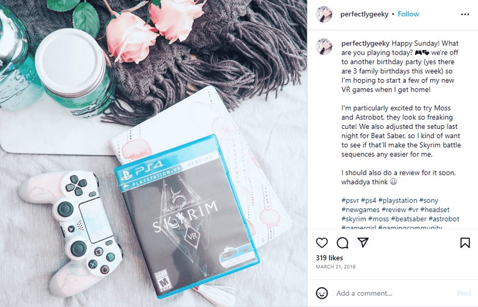 Sony-Influencer post of PlayStation 4 controller and video game