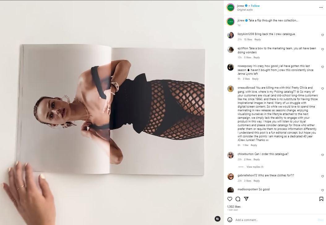 J.Crew instagram video of flipping through magazine of newest collection