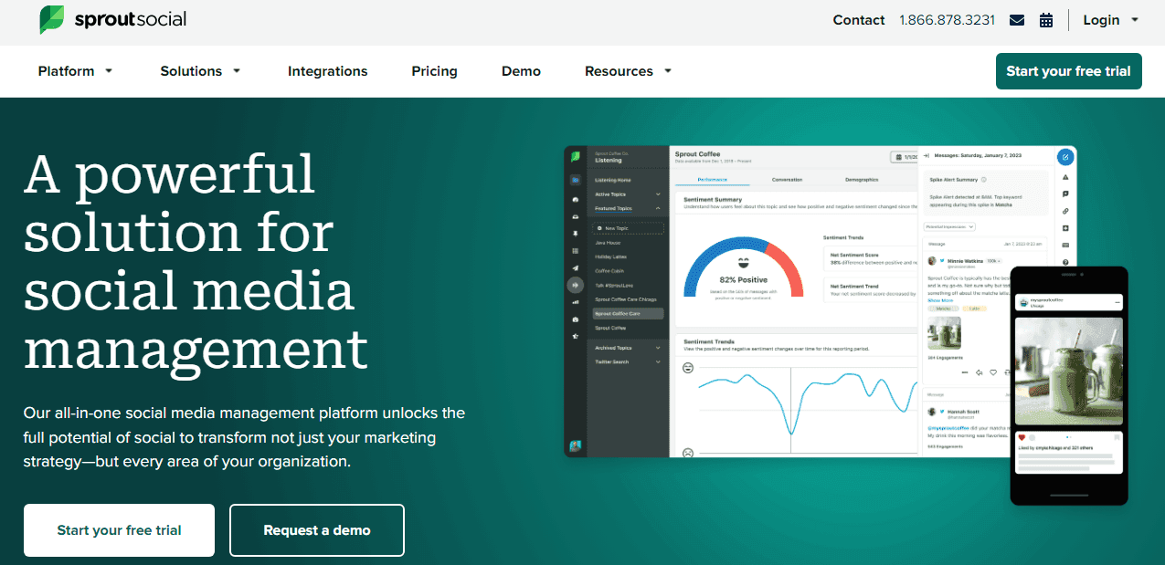 Sprout Social website - A powerful solution for social media management