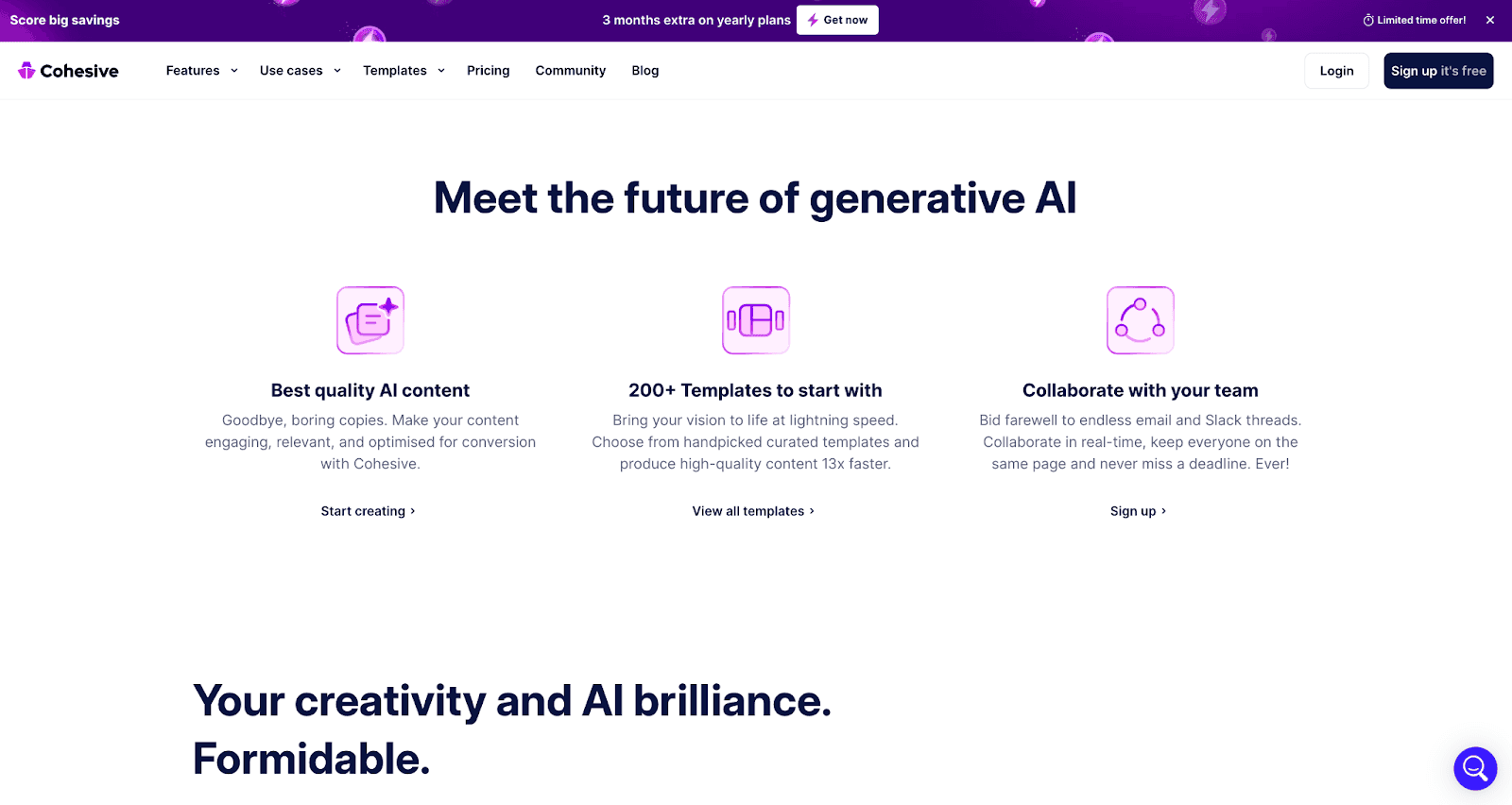 Cohesive - Meet the future of generative AI. Your creativity and AI brilliance. Formidable.