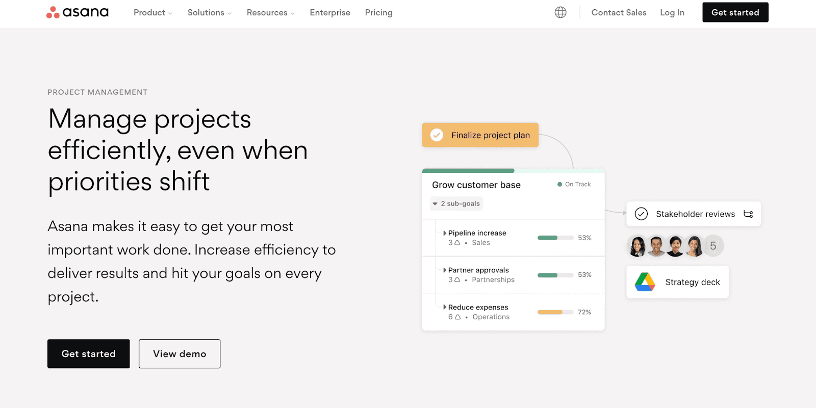 Asana website - manage projects efficiently, even when priorities shift
