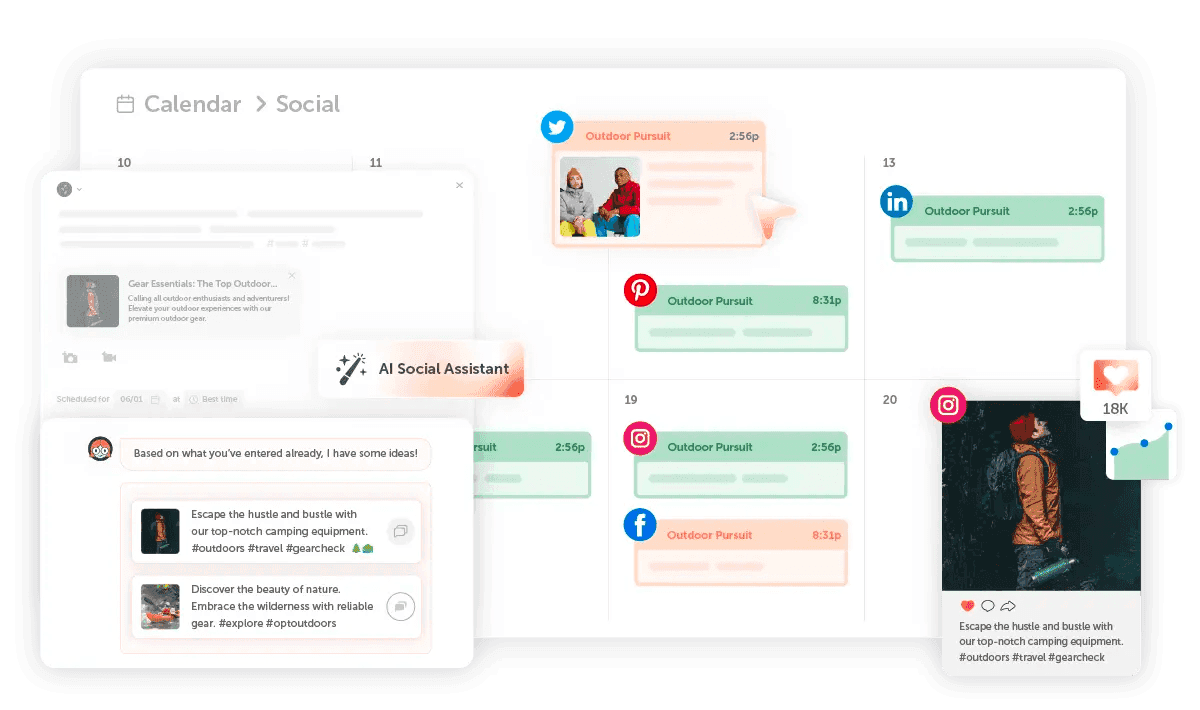 CoSchedule Social Calendar organizes social media and offers an AI social assistant