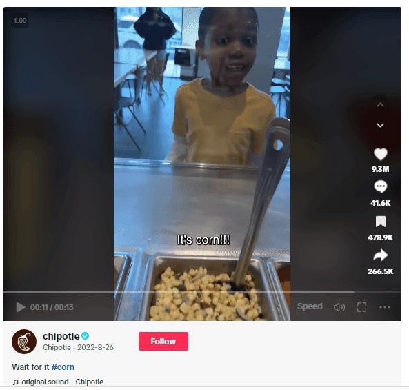 Viral Chipotle TikTok image preview of "corn boy"
