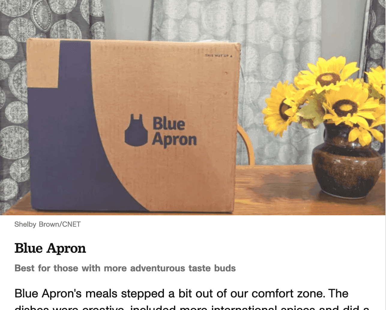 Blue Apron container delivered to the customer 
