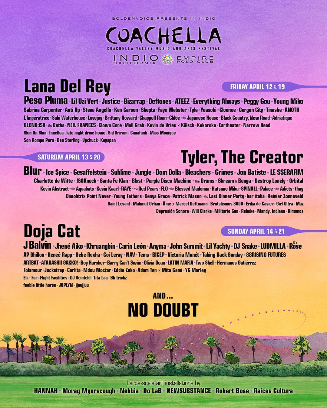Coachella digital poster of playing artists