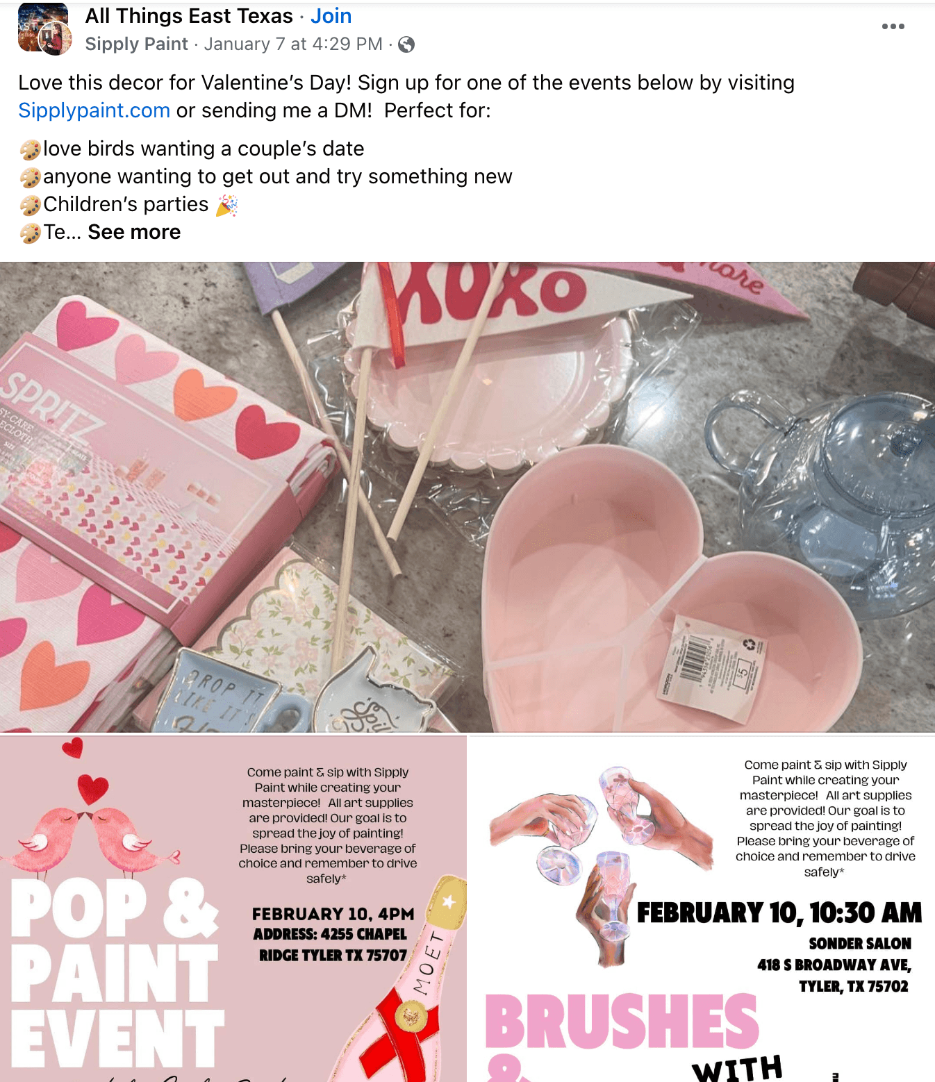 All Things East Texas Valentine's Day workshops