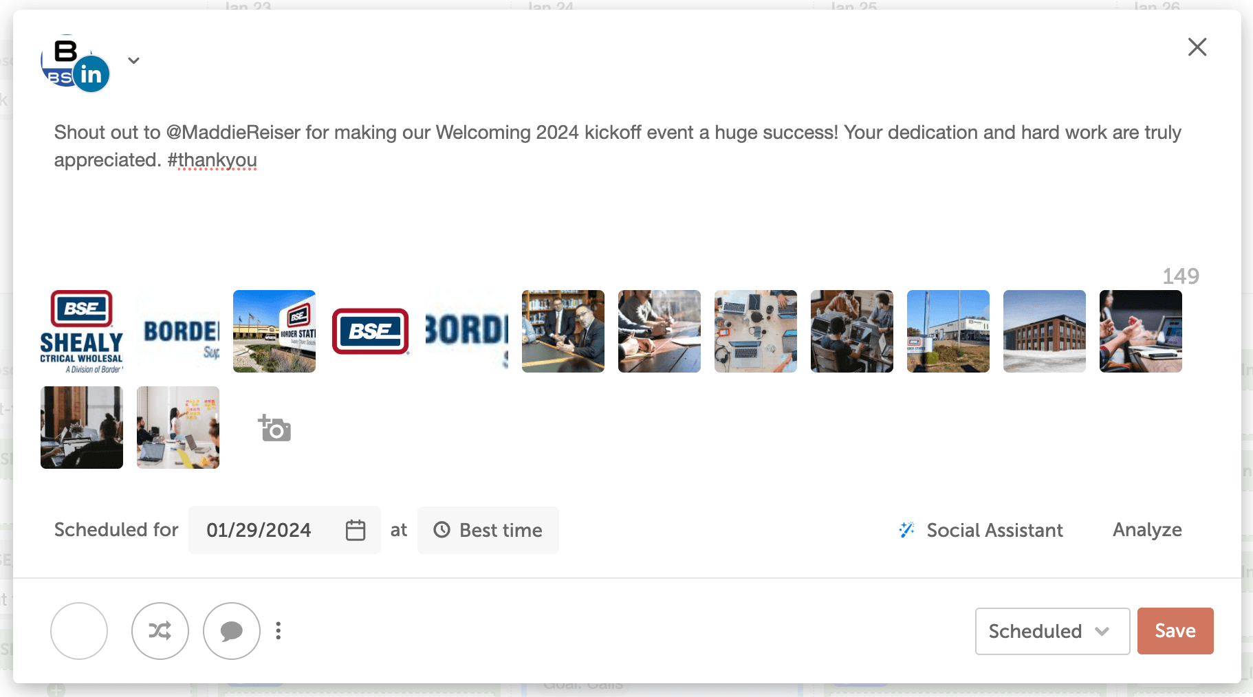 Image of LinkedIn tagging feature.