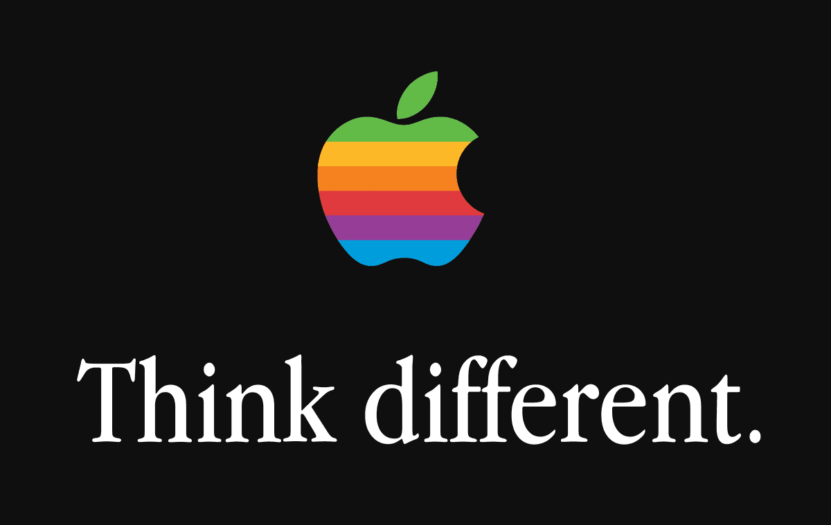 Apple's "Think different" slogan with logo