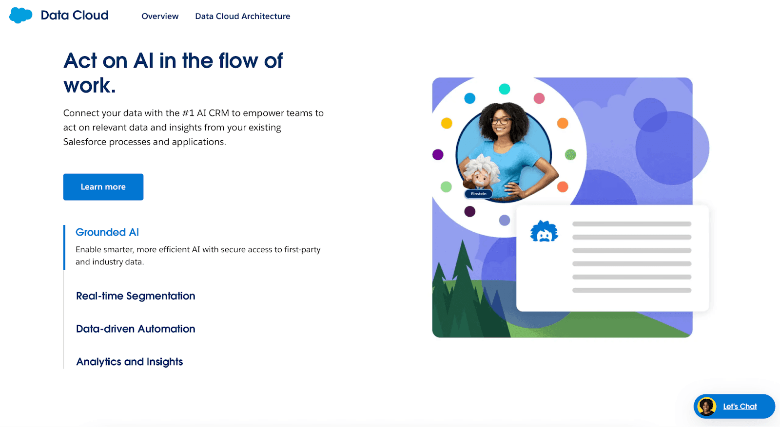 Data Cloud website - Act on AI in the flow of work