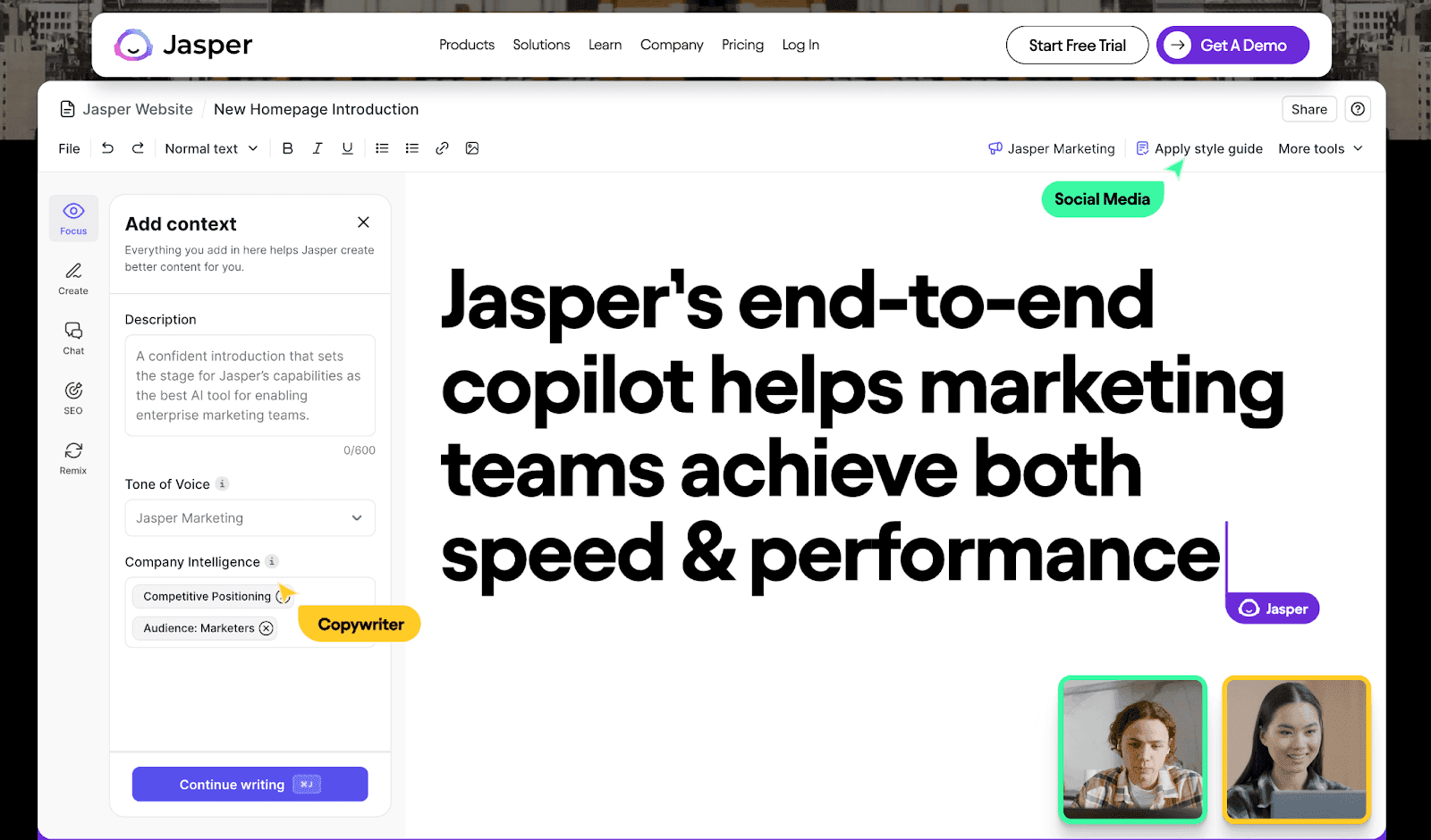 Jasper's end-to-end copilot helps marketing teams achieve both speed & performance