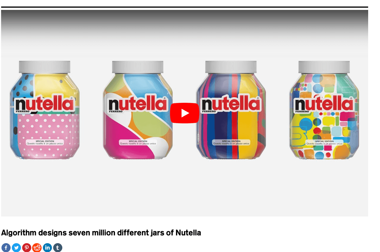 AI algorithm designs seven million different jars for Nutella