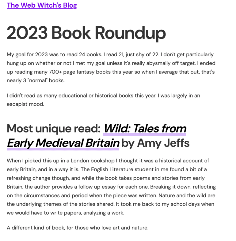 The web witch's blog - 2023 book roundup post