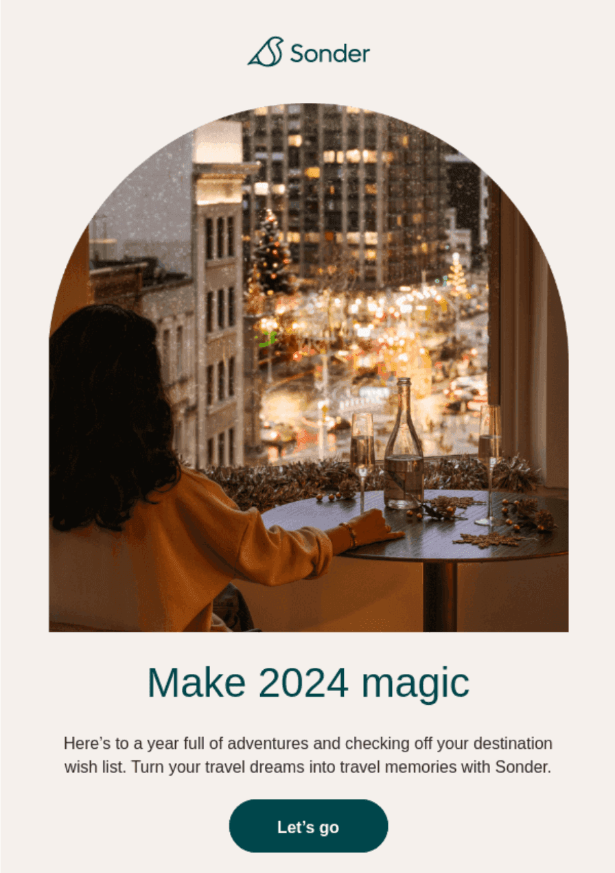 Sonder "Make 2024 magic" email with call-to-action