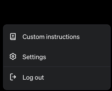 ChatGPT settings panel