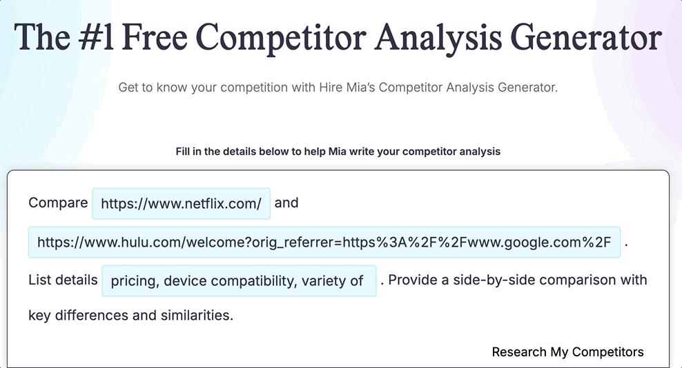 Competitor Analysis Generator