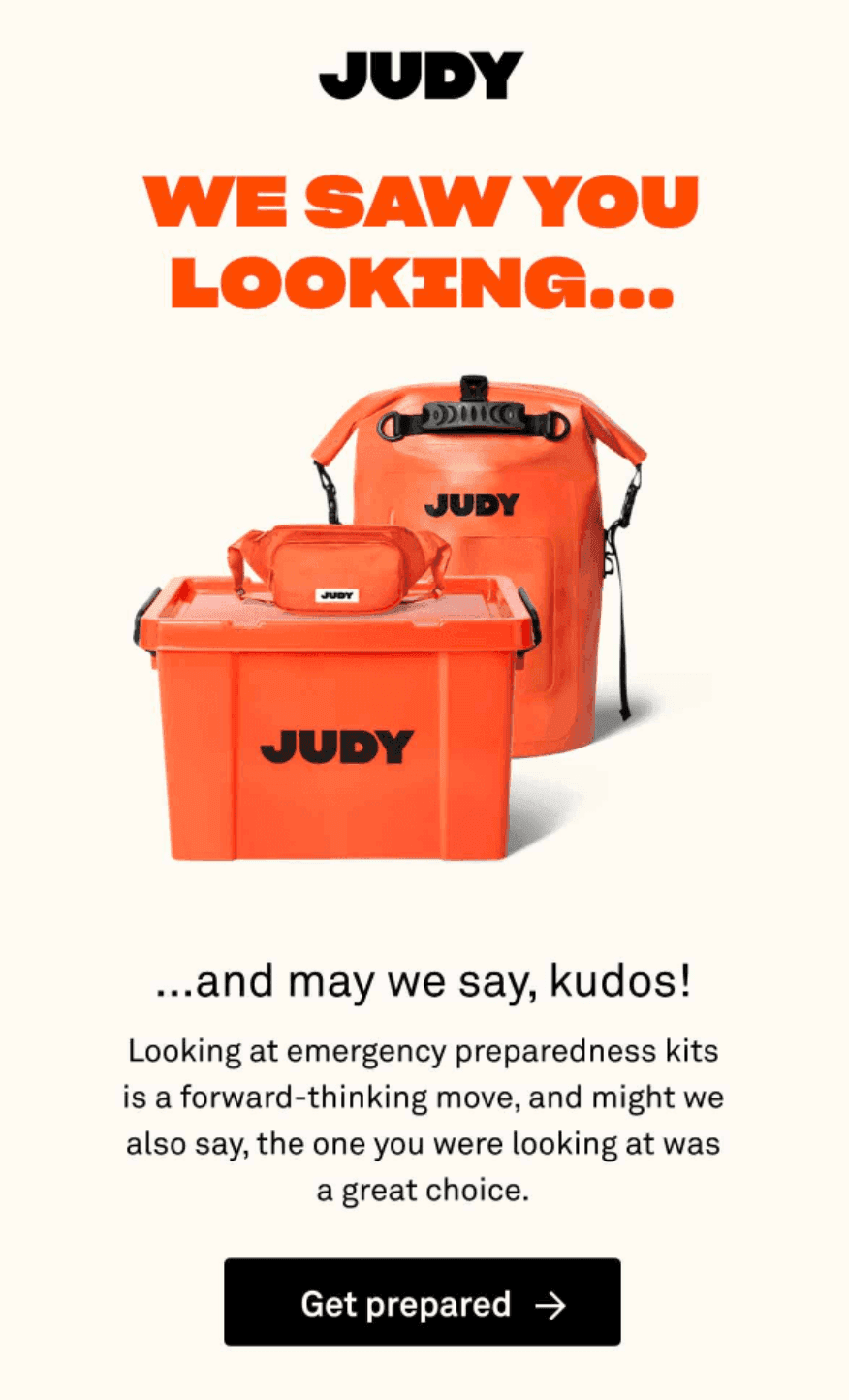 Judy marketing email - We saw you looking... and may we say, kudos! 