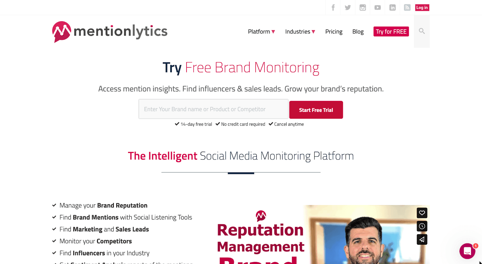 Try free brand monitoring - access mention insights. Find influencers & sales leads. Grow your brand's reputation