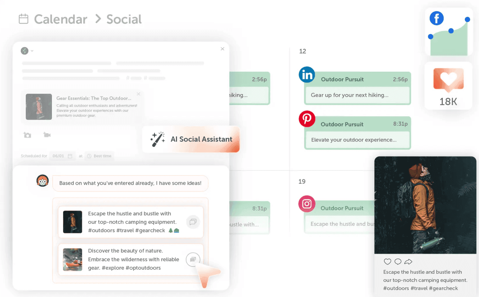 CoSchedule social calendar with social media post planning
