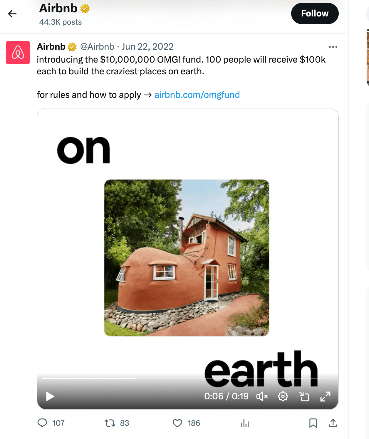 Airbnb Twitter giveaway to build Airbnb