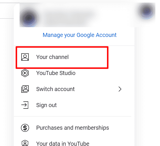 "Your channel" highlighted by red box