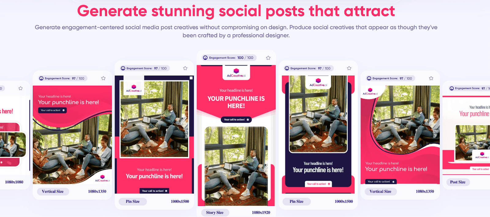 Generate stunning social posts that attract